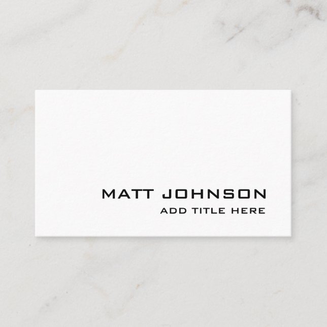 Professional Elegant Simple White Business Card (Front)