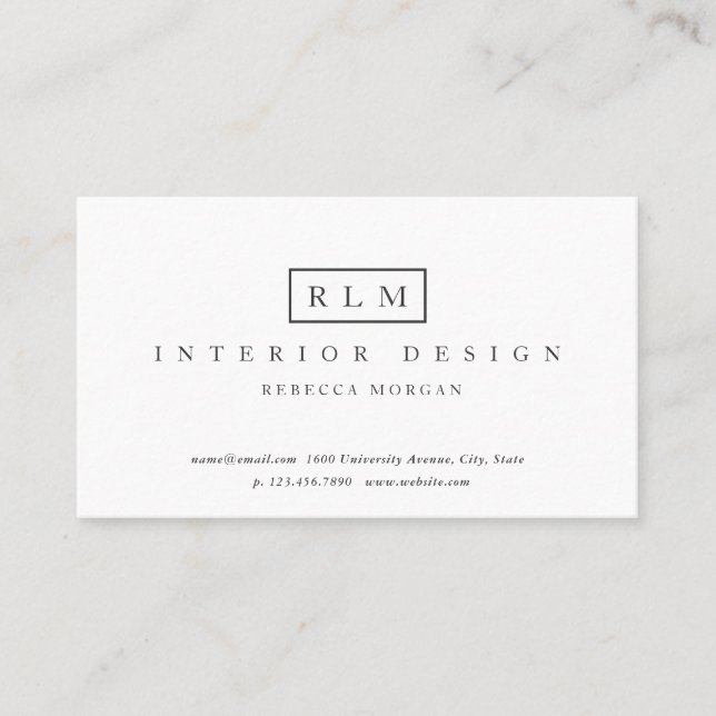 Professional Elegant Simple White Business Card (Front)