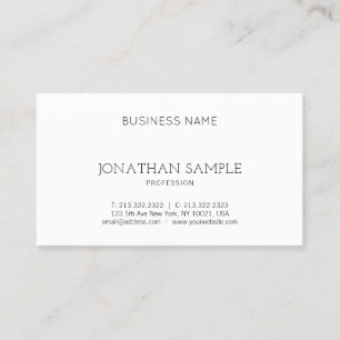 Professional Elegant Sleek Design Modern Plain Business Card