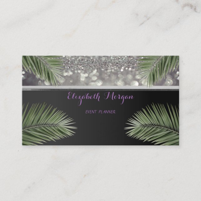 Professional Elegant  Stylish Chic,Palm  Leaves Business Card (Front)