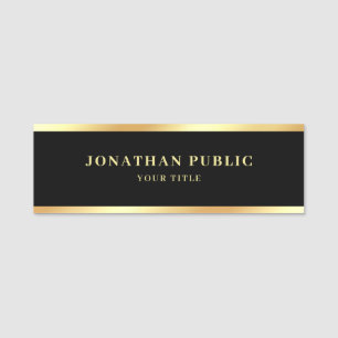 Professional Elegant Template Black & Gold Glamour Name Tag