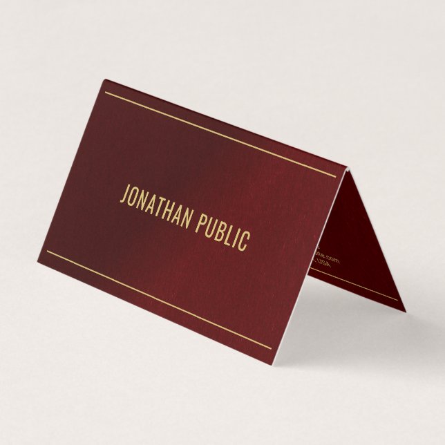 Professional Elegant Template Folded Gold Text Business Card (Front)
