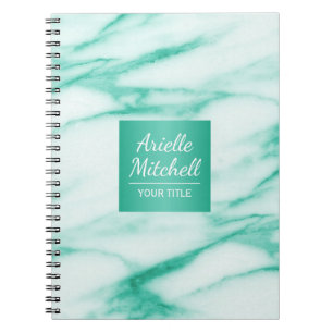 Professional Elegant Turquoise Marble with Name Notebook