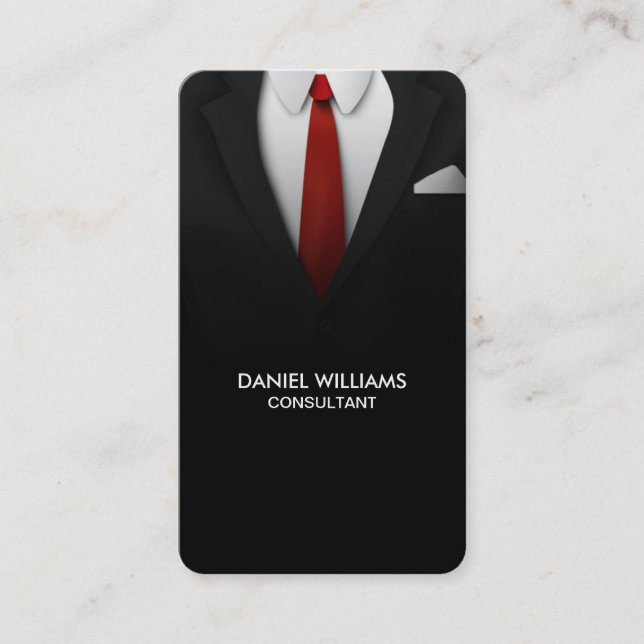 Professional Elegant Unique Modern Suit Consultant Business Card (Front)
