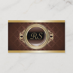 Professional Elegant Vintage Floral Monogram Gold Business Card