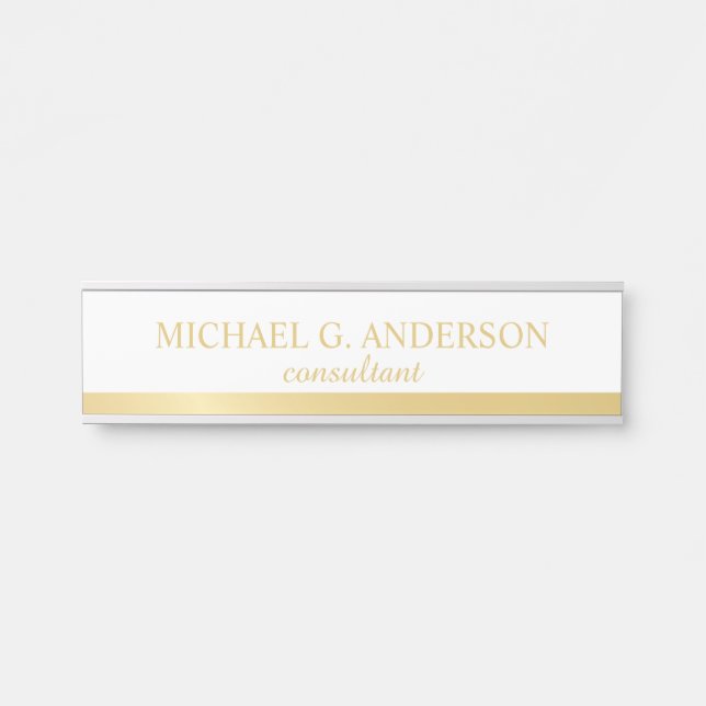 Professional Elegant White and Gold Door Sign (Front)