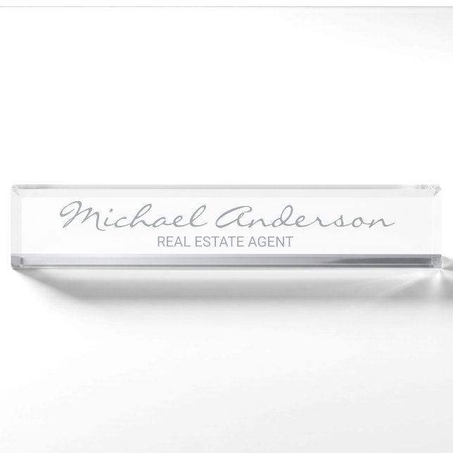 Professional Elegant White and Silver Nameplate (Front)