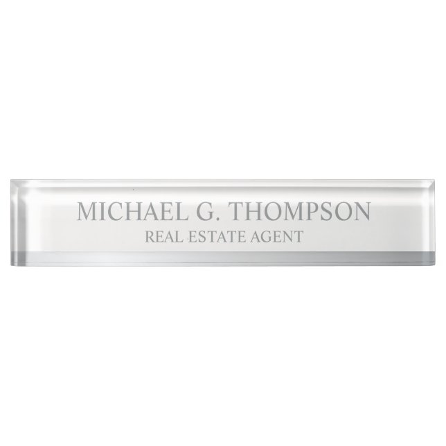 Professional Elegant White and Silver Nameplate (Front)