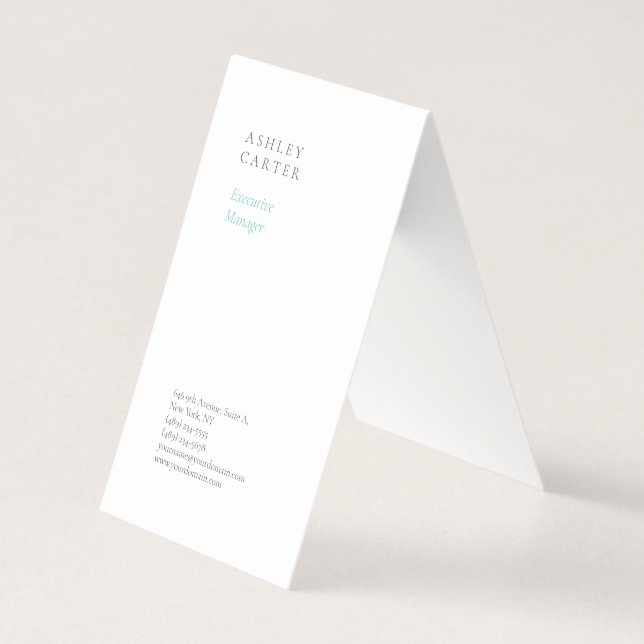 Professional elegant white blue minimalist modern business card (Front)