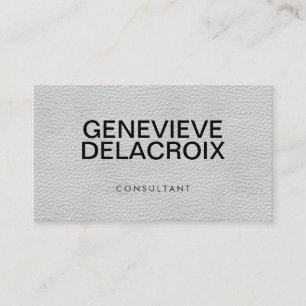 Professional Elegant White Leather with Bold Text Business Card