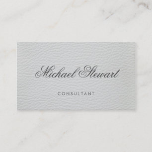 Professional Elegant White Leather with Fancy Text Business Card