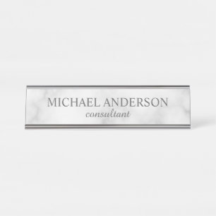 Professional Elegant White Marble Desk Name Plate