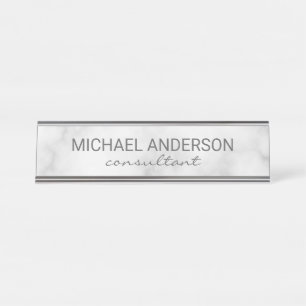 Professional Elegant White Marble Desk Name Plate