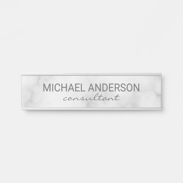 Professional Elegant White Marble Door Sign (Front)
