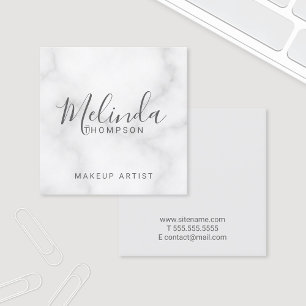 Professional Elegant White Marble Square Business Card