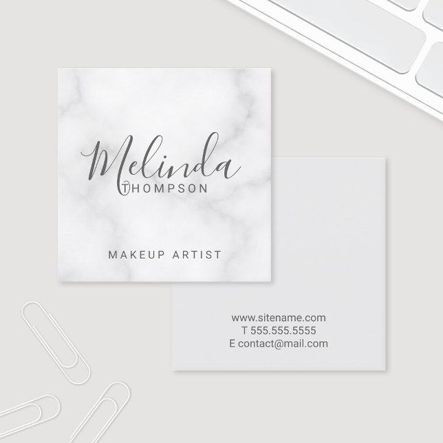 Professional Elegant White Marble Square Business Card (Creator Uploaded)