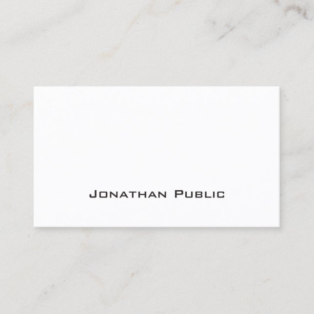 Professional Elegant White Modern Clean Plain Business Card (Front)