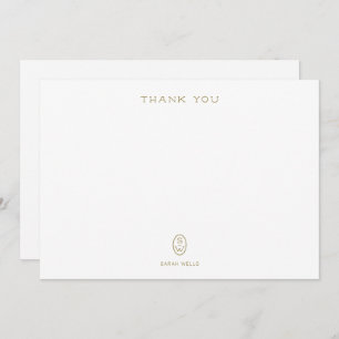 Professional Elegant White Monogram Thank You Ca