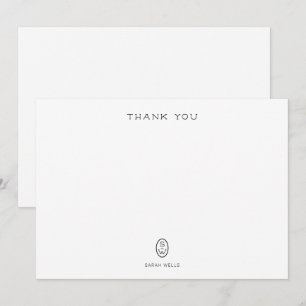 Professional Elegant White Monogram   Thank You Ca Card
