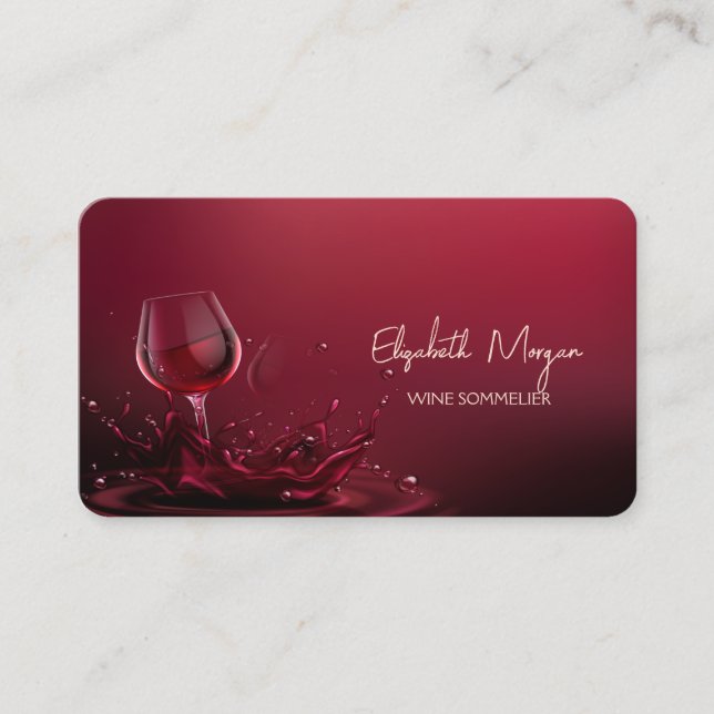  Professional Elegant Wine Glass Red Business Card (Front)