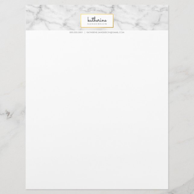 PROFESSIONAL EMBLEM modern marble black faux gold Customised Letterhead (Front)