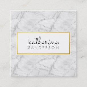 PROFESSIONAL EMBLEM modern marble black faux gold Square Business Card