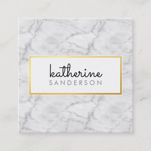 PROFESSIONAL EMBLEM modern marble black faux gold Square Business Card (Front)