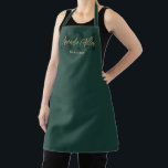 Professional Emerald Green Gold Modern Custom Apron<br><div class="desc">Introducing our Professional Emerald Green Gold Modern Custom Apron – a perfect fusion of elegance and functionality, making it an exquisite gift for the remarkable women in your life. This personalised apron boasts elegant script typography and a modern minimalist script monogram, creating a sophisticated and thoughtful touch. Crafted with the...</div>
