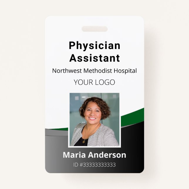 Professional Employee Black and Green ID Badge (Front)