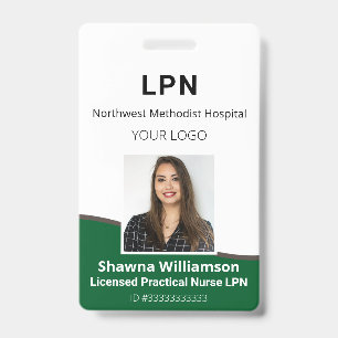 Professional Employee Green and Grey ID Badge