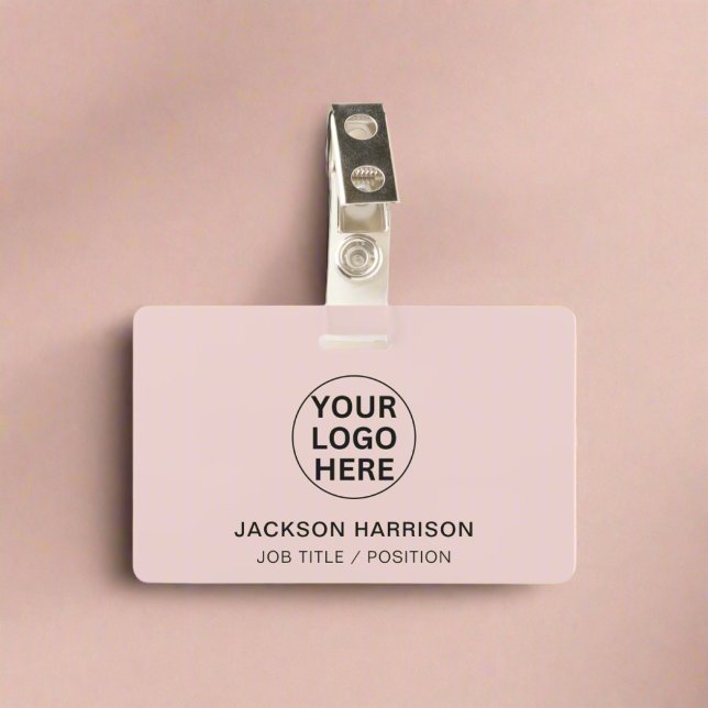 Professional Employee ID Blush Pink Company Logo Badge (Creator Uploaded)