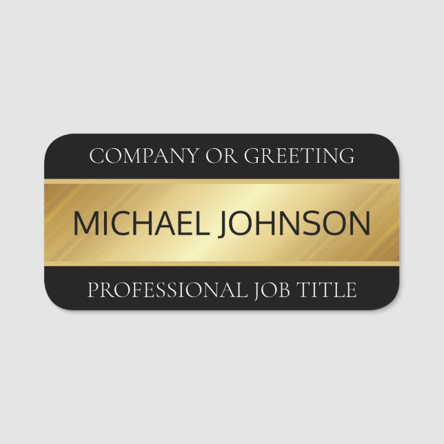 Professional Employee name and title golden Name Tag (Front)