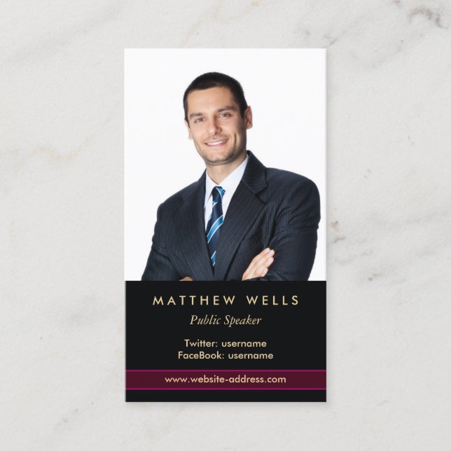 Professional Employee Portrait Photo Business Card (Front)