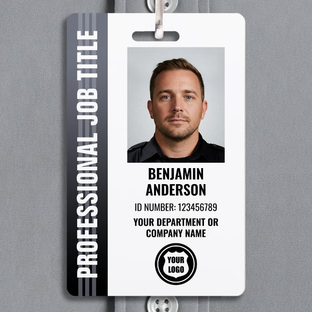 Professional Employee Staff ID Photo Logo Grey ID Badge (Creator Uploaded)
