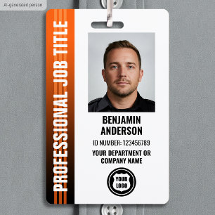 Professional Employee Staff ID Photo Logo Orange Badge