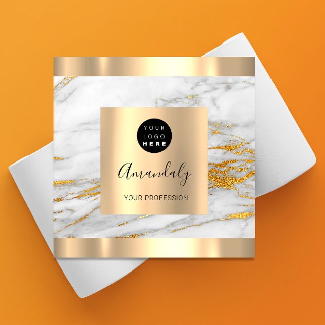Professional Event Planner Marble Gold Logo Square Business Card (Professional Event Planner Marble Gold Logo Square Business Card)
