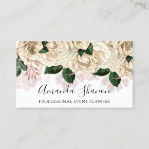 Professional Event Planner Rose White Logo QRCode  Business Card