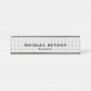 Professional Executive Black Grey Minimalist Desk Name Plate