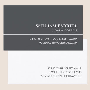 Professional Executive Dark Grey White Custom Business Card