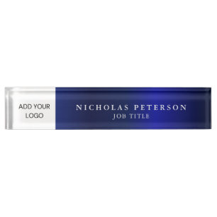 Professional Executive Metallic Navy Company Logo Nameplate