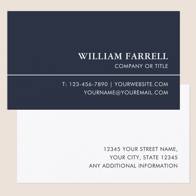 Professional Executive Midnight Blue Custom Business Card (Creator Uploaded)