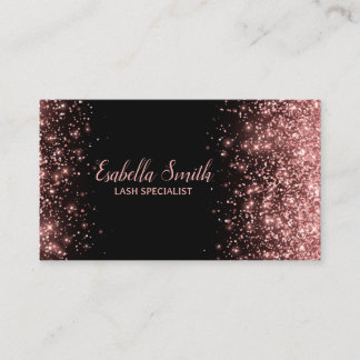 Professional Eyelash Black & Pink Glitter Business Card