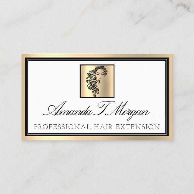 Professional Eyelash Hair Extension Brows Gold Lux Business Card (Front)