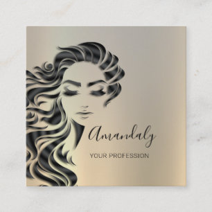 Professional Eyelashes Hair Salon Grey Square Square Business Card