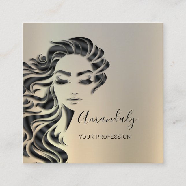 Professional Eyelashes Hair Salon Grey Square Square Business Card (Front)