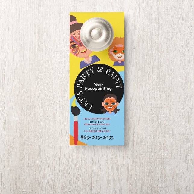 Professional Facepainting Face Artist Door Hanger (On Knob)