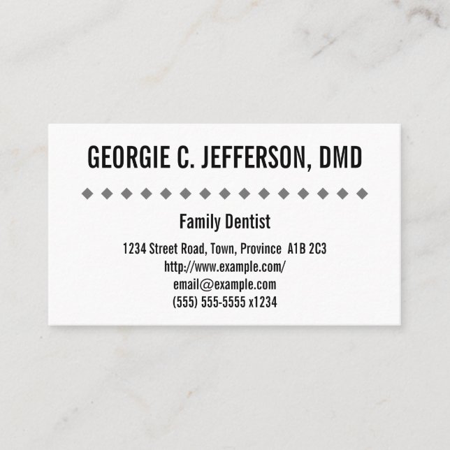 Professional Family Dentist Business Card (Front)