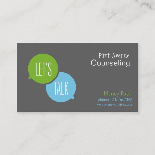 Professional Family, Marriage, Youth Counseling Business Card (Front)