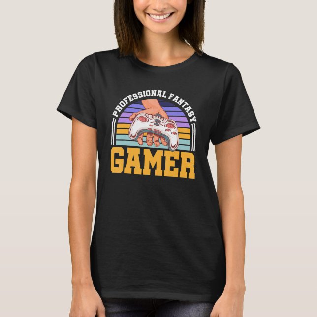 Professional Fantasy Gamer Humour Retro Gaming Con T-Shirt (Front)