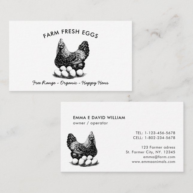 Professional Farm Fresh Eggs Chicken Egg Business Card (Front/Back)
